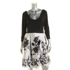Black & Ivory Pleated Cocktail Dress