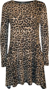 Brown Leopard Print Swing Dress