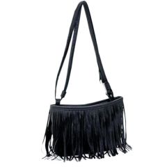 Off-Black Faux Suede Crossbody Bag
