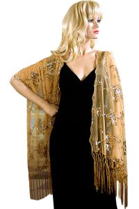 Gold Embroidery Sequin Shawl