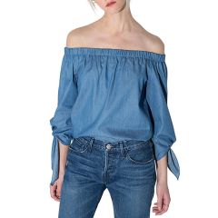 Off-Shoulder Blue Denim Top