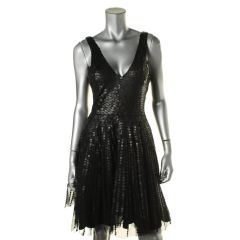 Black Mesh Sequins Dress
