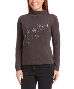 Charcoal Floral Wool-Blend Pullover
