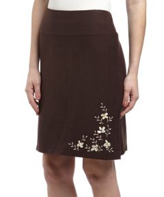 Chocolate Beaded Linen-Blend Skirt