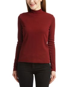 New Berry Wool-Blend Mock Neck Top