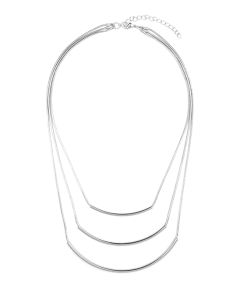 Silvertone Curve-Bar Bib Necklace