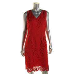 Red Lace V-Neck Dress 