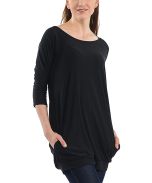 Black Three-Quarter Sleeve Tunic