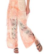 Cream Patchwork Sheer Palazzo Pants