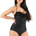 Black Fringe One-Piece Swimsuit