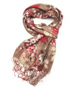 Brown Spring Flower Fringe Scarf