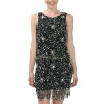 Black Rhinestone & Sequin Cutout Shift Dress