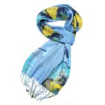 Blue Floral Fringe Scarf