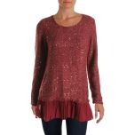 Burgundy Peplum Hem Pullover Sweater