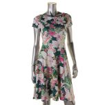 Multicolor Floral Fit & Flare Boat-Neck Dress