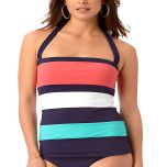 Navy & White Color Block Tankini