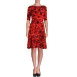 Red Printed Pleated Dress