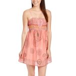 Coral Silk-Blend Spaghetti Straps Dress