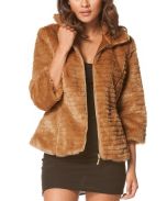 Brown Faux Fur Zip-Up Jacket