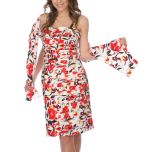 Red Floral Sheath Dress & Scarf