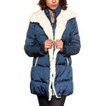 Navy & White Faux Fur Puffer Coat