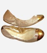 Darsi Gold Lurex Ballet Flats