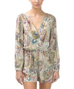 Beige Paisley Surplice Romper