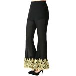 Black Lace-Hem Flare Pants
