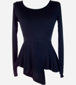 Black Asymmetrical Peplum Top