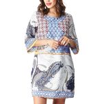 Blue Patchwork Shift Dress