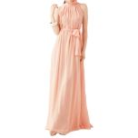 Pink Long High Neck Chiffon Dress