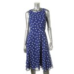 Blue Chiffon Polka Dot Dress