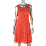 Coral Lace Fit-and-Flare Dress