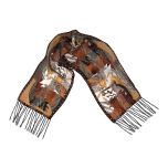 Brown Moroccan Mares Fringe Silk Scarf