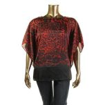 Women’s Red Animal Print Flutter Top