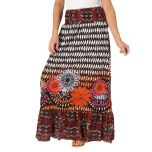 Black & Orange Floral Maxi Skirt 