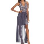 Grey Junior Lace Halter Sparkle Dress 