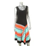 Black & Multi Color Blocks Jersey Dress