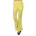  Lime Lace-Overlay Flare Palazzo Pants