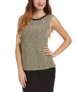 Olive & Black Bouclé Sleeveless Top