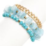 Blue Crystal & Leather Bracelet