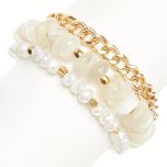 White Agate & Leather Bracelet