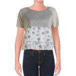 Gray Floral Print Crop Top
