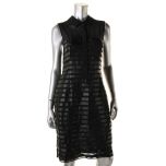 Black Faux-Leather Trim Dress 