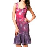 Purple Peplum Hem Sequins Pencil Dress