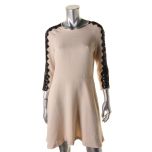 Tan Textured Lace-Trim Dress