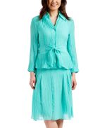 Aqua Tie-Waist Button-Up Blazer