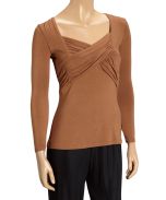 Brown Vicuna Crisscross Three-Quarter Sleeve Top