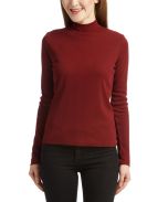 New Berry Wool-Blend Mock Neck Top