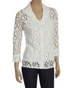 White Circle Button-Up Jacket & Tank Set